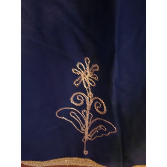 RARE VTG Blue Gold Embroidered Kaftan ORNATE Church Robe Dress Muumuu Caftan - Picture 5 of 6